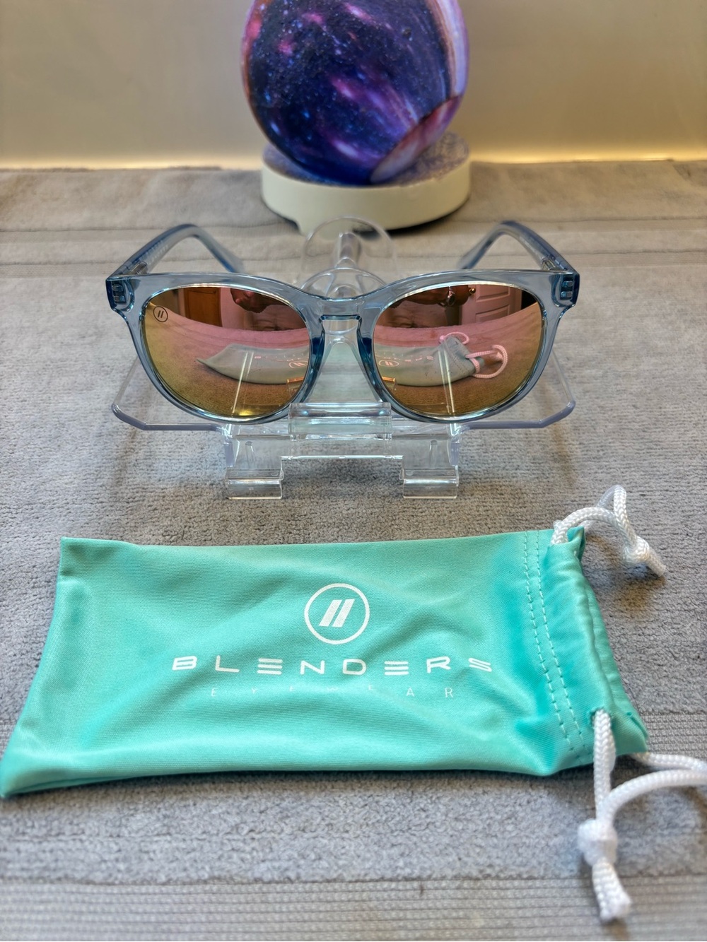Blenders Kids Clear Blue Frames with Pink Mirrored Lenses